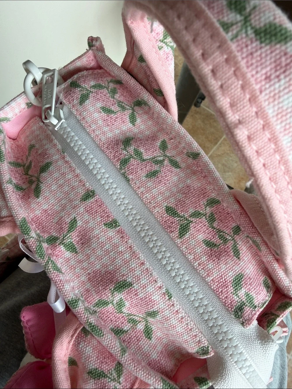 Madden Girl Pink Floral Crossbody with Bear Charm and Matching Pouch